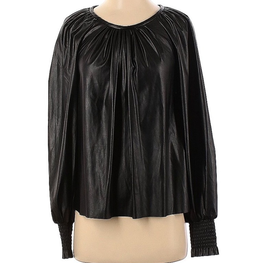 Ramy Brook Astrid Faux Leather Blouse